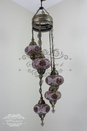 5 BALL TURKISH MOSAIC CHANDELIER, WITH LARGE GLOBES - TurkishLights.NET