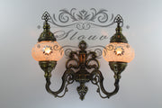 Turkish Mosaic Double Wall Sconce, With Medium Globes, Upward - TurkishLights.NET