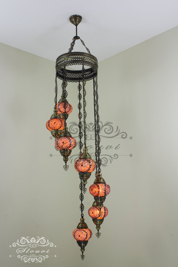 7 - BALL TURKISH MOSAIC CHANDELIER - TurkishLights.NET