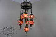 7 - BALL SULTAN TURKISH MOSAIC CHANDELIER (MEDIUM GLOBES) - TurkishLights.NET