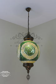 Mosaic Hanging Lamp with 35cm (14") Globe - TurkishLights.NET