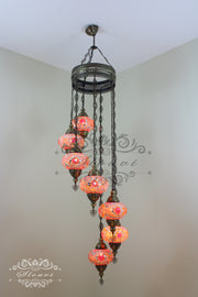 7 - BALL TURKISH MOSAIC CHANDELIER, LARGE GLOBES - TurkishLights.NET