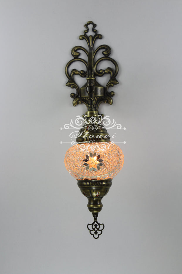 Turkish Mosaic  Wall Sconce, With Medium Globe - TurkishLights.NET