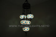 5-BALL SULTAN MOSAIC CHANDELIER (LARGE GLOBES) - TurkishLights.NET