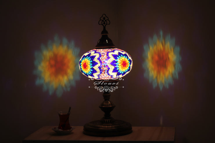 Turkish Mosaic Table Lamp, Extra Large Globe (NO5 GLOBE) - TurkishLights.NET