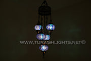 5-BALL SULTAN MOSAIC CHANDELIER (MEDIUM GLOBES) - TurkishLights.NET