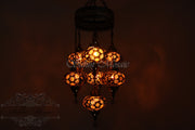 7 - BALL SULTAN TURKISH MOSAIC CHANDELIER (LARGE GLOBES) - TurkishLights.NET