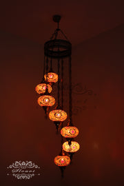 7 - BALL TURKISH MOSAIC CHANDELIER, LARGE GLOBES - TurkishLights.NET