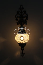 Turkish Mosaic  Wall Sconce, With Medium Globe - TurkishLights.NET