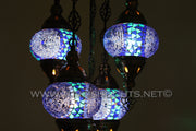 5-BALL SULTAN MOSAIC CHANDELIER (MEDIUM GLOBES) - TurkishLights.NET