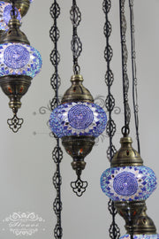 TURKISH MOSAIC LAMP, Water Drop Style CHANDELIER IN 8 GLOBES - TurkishLights.NET