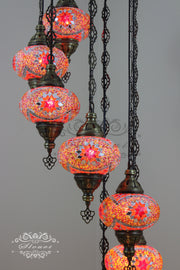 7 - BALL TURKISH MOSAIC CHANDELIER, LARGE GLOBES - TurkishLights.NET