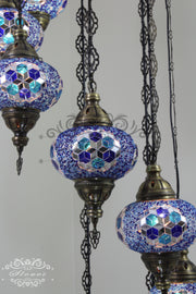 TURKISH MOSAIC LAMP, Water Drop Style CHANDELIER IN 8 LARGE GLOBES - TurkishLights.NET
