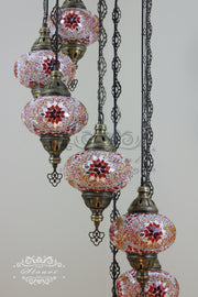 7 - BALL TURKISH MOSAIC CHANDELIER, LARGE GLOBES - TurkishLights.NET