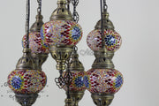 7 - BALL SULTAN TURKISH MOSAIC CHANDELIER (MEDIUM GLOBES) - TurkishLights.NET