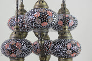 7 - BALL SULTAN TURKISH MOSAIC CHANDELIER (LARGE GLOBES) - TurkishLights.NET