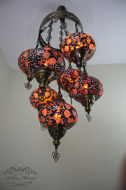 7 - BALL SULTAN TURKISH MOSAIC CHANDELIER (LARGE GLOBES) - TurkishLights.NET