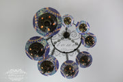 TURKISH MOSAIC LAMP, Water Drop Style CHANDELIER IN 8 GLOBES - TurkishLights.NET