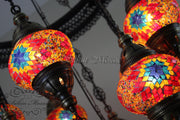 11-BALL TURKISH SULTAN MOSAIC CHANDELIER - TurkishLights.NET