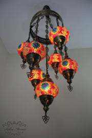 7 - BALL SULTAN TURKISH MOSAIC CHANDELIER (MEDIUM GLOBES) - TurkishLights.NET