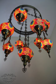 11-BALL TURKISH SULTAN MOSAIC CHANDELIER - TurkishLights.NET