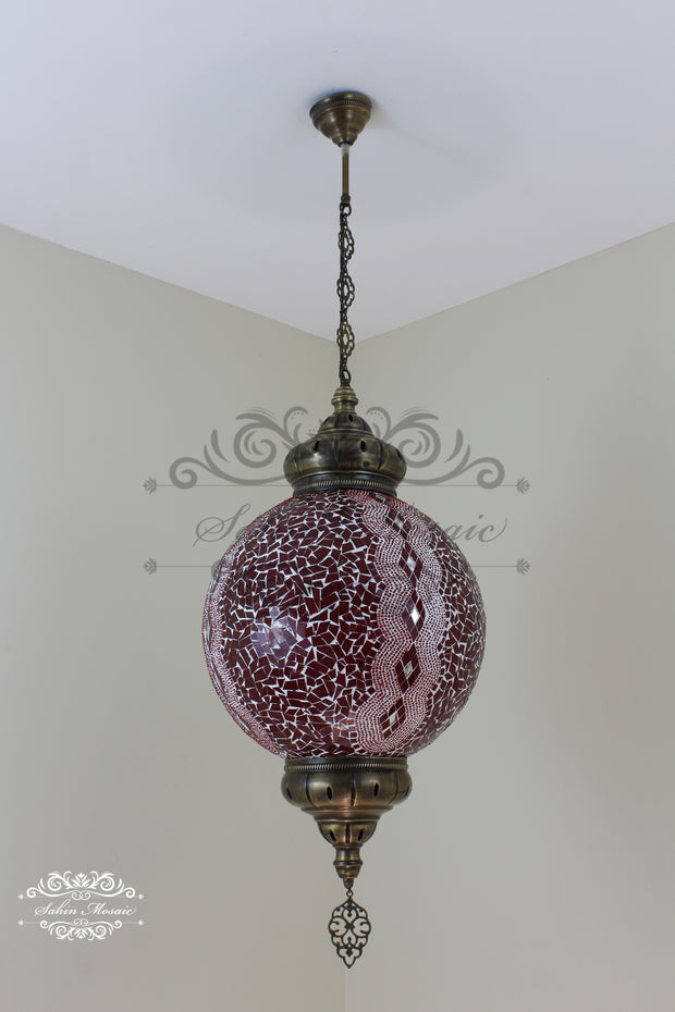 Mosaic Hanging Lamp with 35cm (14") Globe - TurkishLights.NET