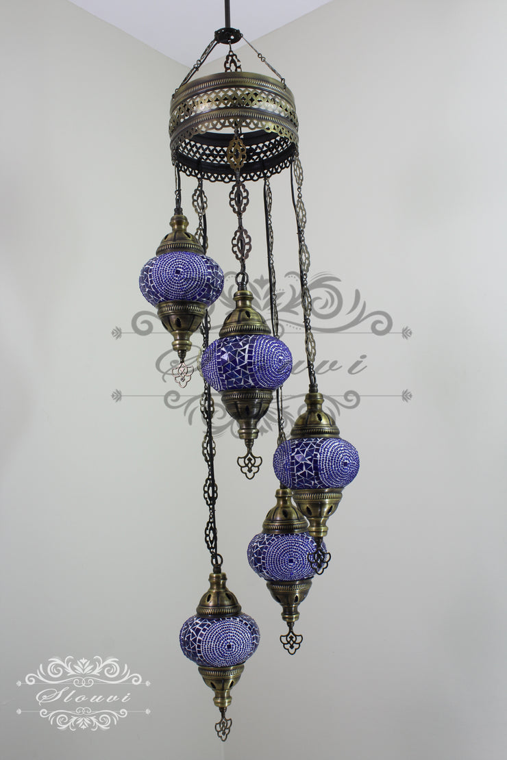 5 BALL TURKISH MOSAIC CHANDELIER, - TurkishLights.NET