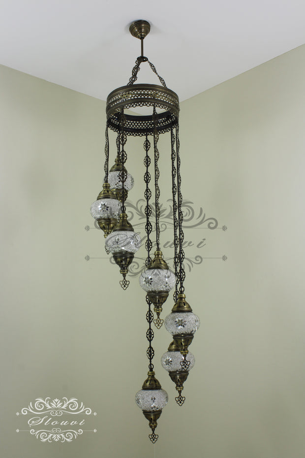 7 - BALL TURKISH MOSAIC CHANDELIER - TurkishLights.NET