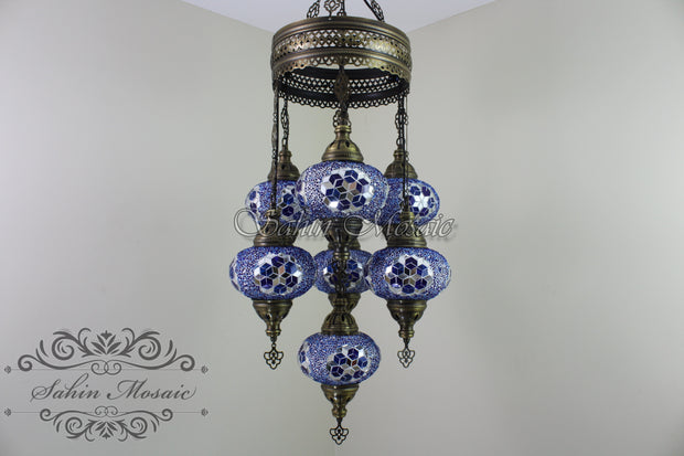 7 - BALL SULTAN TURKISH MOSAIC CHANDELIER (LARGE GLOBES) - TurkishLights.NET