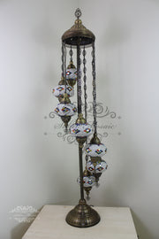 7  BALL TURKISH MOSAIC FLOOR LAMP, LAMBADER, LARGE GLOBES - TurkishLights.NET