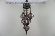 5-BALL SULTAN MOSAIC CHANDELIER (LARGE GLOBES) - TurkishLights.NET