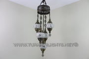 5-BALL SULTAN MOSAIC CHANDELIER (MEDIUM GLOBES) - TurkishLights.NET