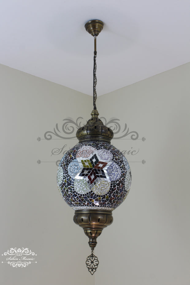 Mosaic Hanging Lamp with 30cm (12") Globe - TurkishLights.NET