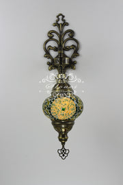 Turkish Mosaic  Wall Sconce, With Medium Globe - TurkishLights.NET