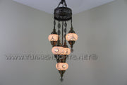 5-BALL SULTAN MOSAIC CHANDELIER (MEDIUM GLOBES) - TurkishLights.NET