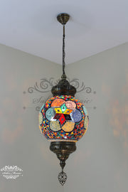 Mosaic Hanging Lamp with 30cm (12") Globe - TurkishLights.NET