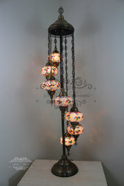 7  BALL TURKISH MOSAIC FLOOR LAMP, LAMBADER, LARGE GLOBES - TurkishLights.NET