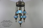 7 - BALL SULTAN TURKISH MOSAIC CHANDELIER (MEDIUM GLOBES) - TurkishLights.NET