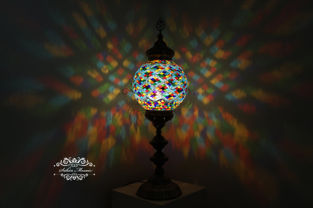 MOSAIC FLOOR / TABLE LAMP WITH 30CM (12") GLOBE - TurkishLights.NET