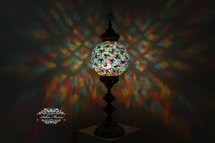 MOSAIC FLOOR / TABLE LAMP WITH 30CM (12") GLOBE - TurkishLights.NET