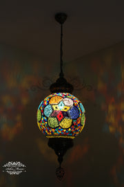 Mosaic Hanging Lamp with 30cm (12") Globe - TurkishLights.NET