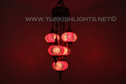 5-BALL SULTAN MOSAIC CHANDELIER (LARGE GLOBES) - TurkishLights.NET