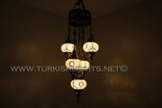 5-BALL SULTAN MOSAIC CHANDELIER (MEDIUM GLOBES) - TurkishLights.NET