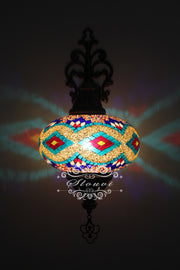 Turkish Mosaic  Wall Sconce, With Extra Large Globes - TurkishLights.NET