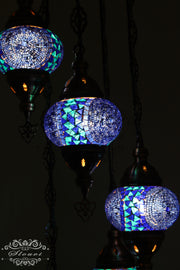 5 BALL TURKISH MOSAIC CHANDELIER, - TurkishLights.NET