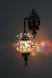 Turkish Mosaic  Wall Sconce, With Large Globe - TurkishLights.NET