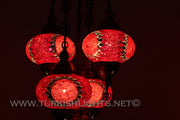 5-BALL SULTAN MOSAIC CHANDELIER (LARGE GLOBES) - TurkishLights.NET