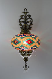 Turkish Mosaic  Wall Sconce, With Extra Large Globes - TurkishLights.NET