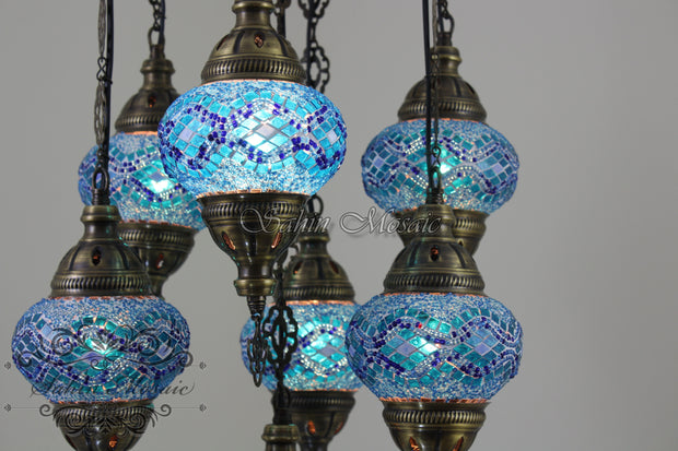 7 - BALL SULTAN TURKISH MOSAIC CHANDELIER (MEDIUM GLOBES) - TurkishLights.NET