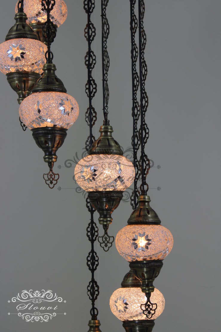 7 - BALL TURKISH MOSAIC CHANDELIER - TurkishLights.NET